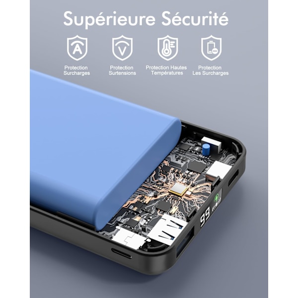 Externt Batteri för Mag-Safe, 10000mAh Magnetisk Trådlös Batteripack, Vikbart Power Bank Mag-Safe PD 22.5W Snabbladdning USB-C LED-Display