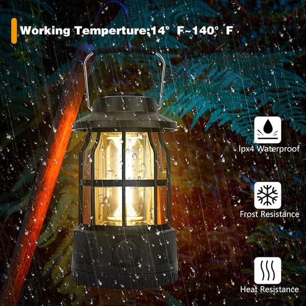 Oppladbar campinglykt med trinnløs dimmer, metall, vanntett LED-campinglys