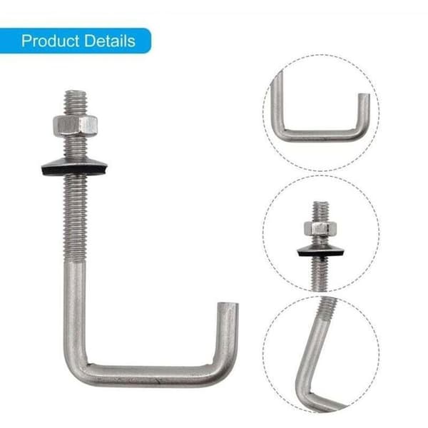 Ankerbolt i rustfritt stål - LUSKYKA® - 304 rustfritt stål - J-krok - 100 mm lengde - M6 diameter