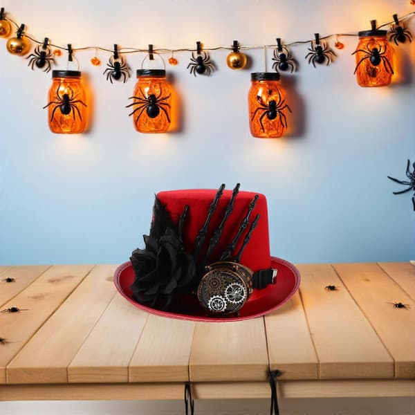 Dam Topphatt Viktoriansk Hätta Steampunk Herrhatt Halloween Kostymhatt Röd 30.00X25.00X12.00CM Modeaccessoar 1st