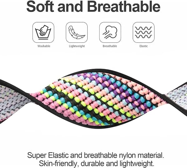 4-delt elastisk nylonrem kompatibel med Fitbit Versa 3 / Fitbit Sense, justerbar elastisk sportsrem til smartwatch (BohoRainbow/Grøn Pil)