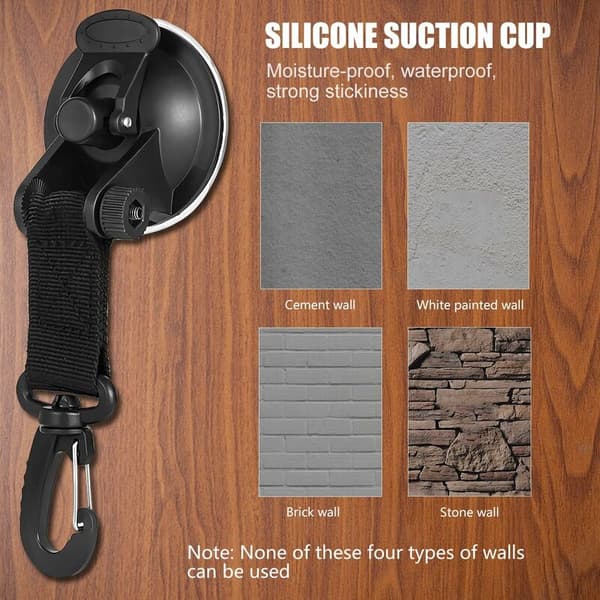 Suction Cup Anchor 4-Piece Set with Securing Hook, Suction Cup Awning for Car Side Tents, Camping Tarp Accessories
