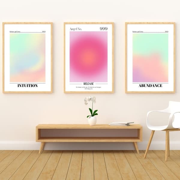 3-pak plakater i bløde pastelfarver