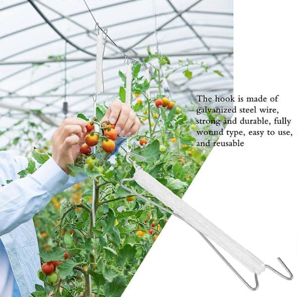 2023 New Tomato Support Hook 15 pcs Prevent Tomatoes from Being Squeezed - Plant Climbing Hooks 15m with Durable 15 Meter Nylon Rope