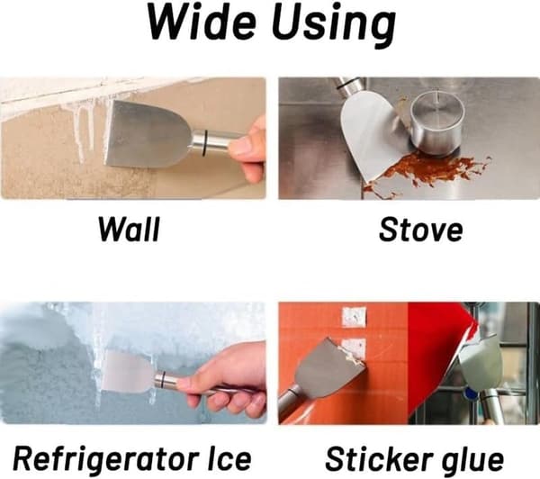 Cleaning Scraper - Stainless Steel Kitchen Spatula, Refrigerator Ice Scoop - for Stove, Grill - Multifunctional
