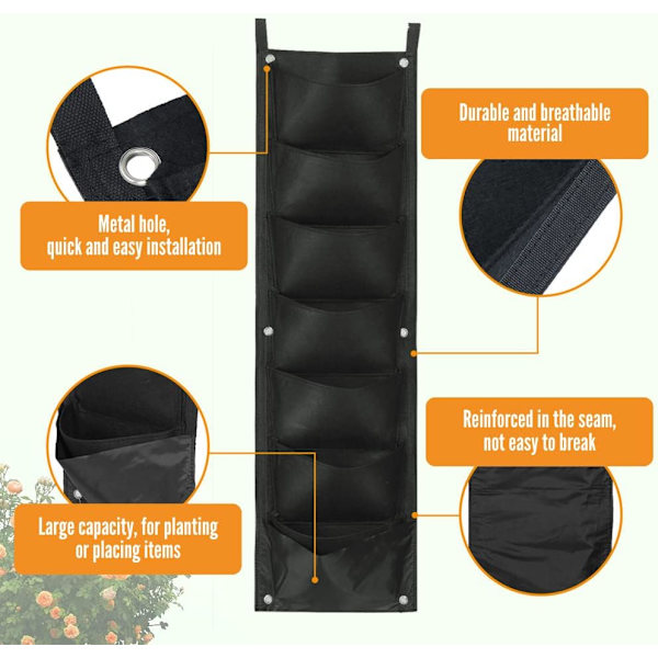 1 pc vertical planter bag 7 pockets wall planter, for plants and fl