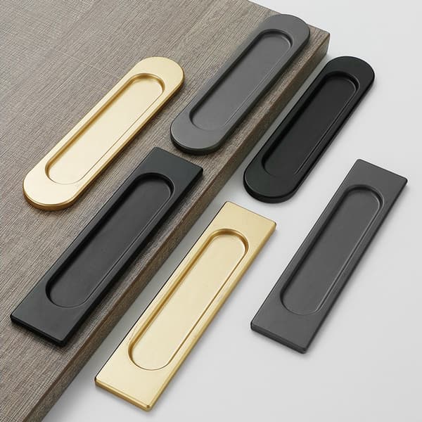 Self-adhesive pull handle for sliding door 4 pcs, attach to cabinet drawer handle, no drill black matte holder
