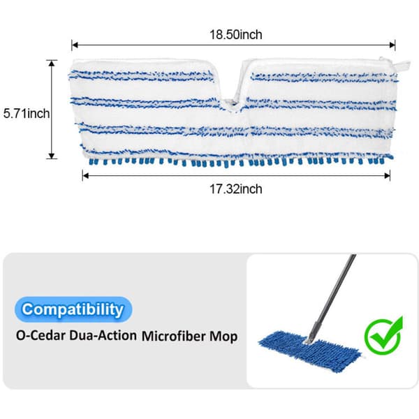 2-pak vaskbare genanvendelige mikrofiber mopperefills til O-Cedar, våd- og tørrengøring til træ, vinyl, laminat og fliser