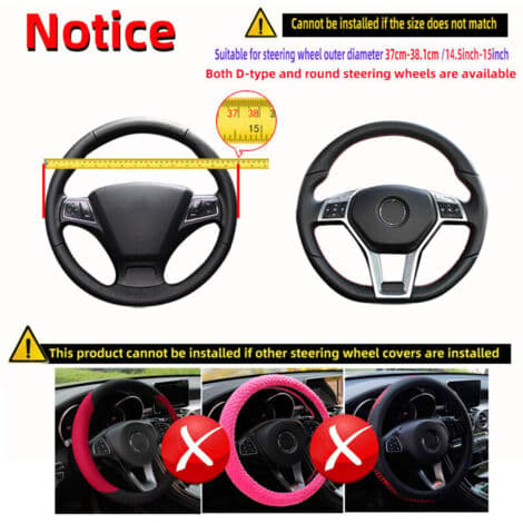 Microfiber Leather Steering Wheel Cover 37-38 cm - Non-slip and Durable - Optimal Comfort and Easy Installation