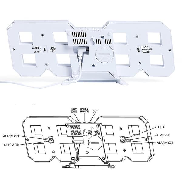 3D digitaalinen seinäkello, LED-numerokello 3 automaattisella säädöllä