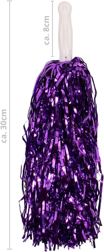 Violetit cheerleader-pom-pomit metallinhohdolla kaikissa väreissä