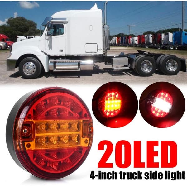 12V-24V Universal 20 LED Bil Trailer Vogn Lys Lastbil Baglygte Bremse Stop Indikator Blinklys Rund