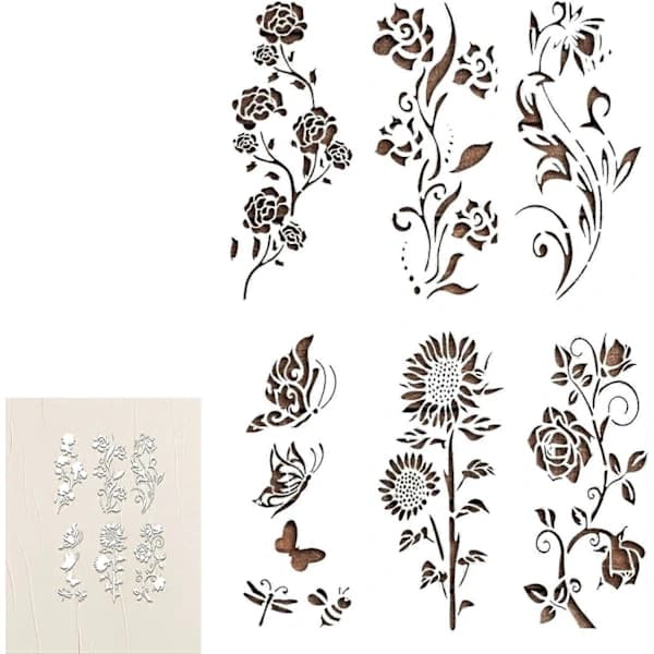 Large Flower Stencils, Floral Pattern Stencil - Floral Pattern Stencils for Floor Decor