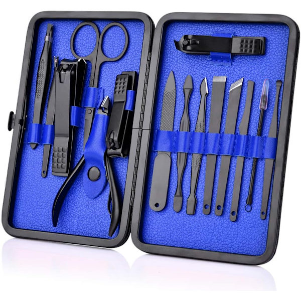15 i 1 Manikyr Pedikyr Set Nagelknipsare - Stål Fingernagel & Tånagel Klippare Rostfritt Professionell Pedikyr Kit Nagelsax Grooming Kit med