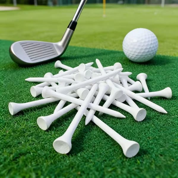 100 White Wooden Golf Tees 3-1/8\" – Durable and Smooth for Better Play