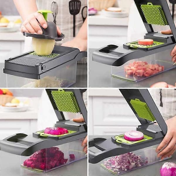 Kitchen Vegetable Cutter, Dicer, Potato Shredder, Grater, Kitchen Gadget, 14-Piece Set