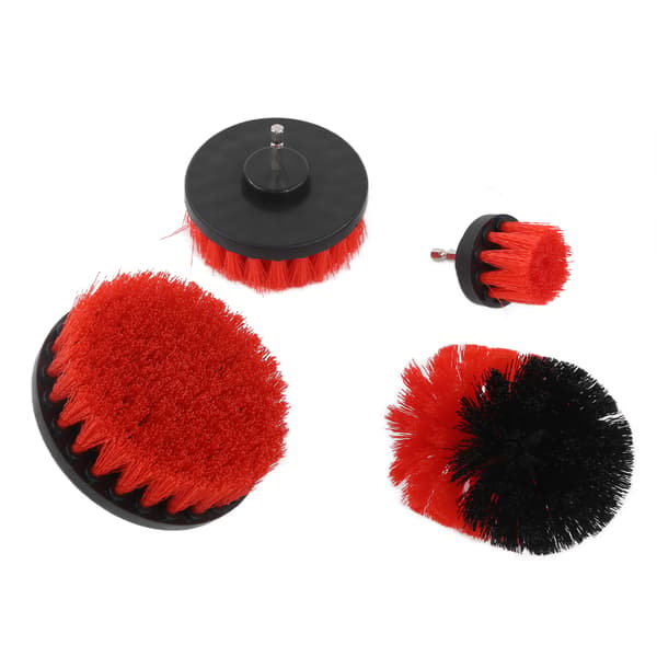 4-pack Drill Brush Set, Power Cleaning Tool for Car, Truck, Motorcycle, Red
