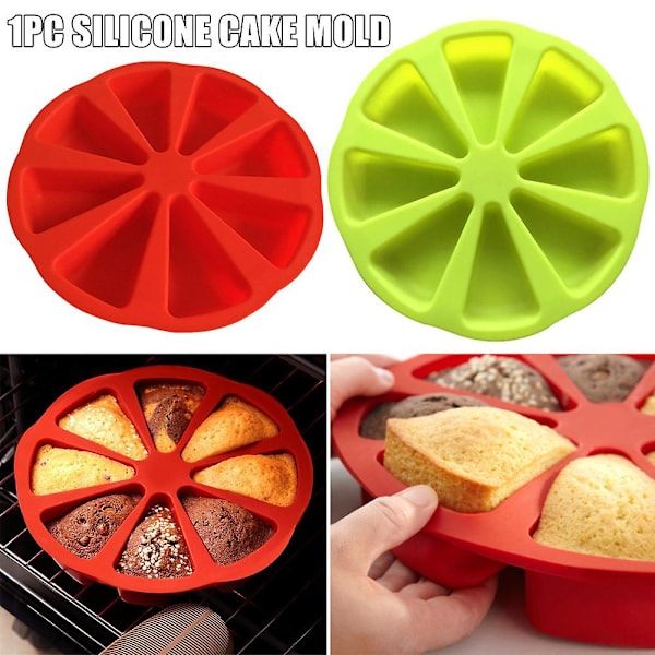8 Fack Silikon Kilform Kakform Individuell Portion Pizza Slice Köksredskap Red
