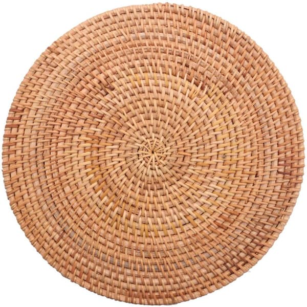 Round Woven Rattan Serving Tray with Handles - Tray for Lunch, Snacks for Coffee Table, Home Decoration