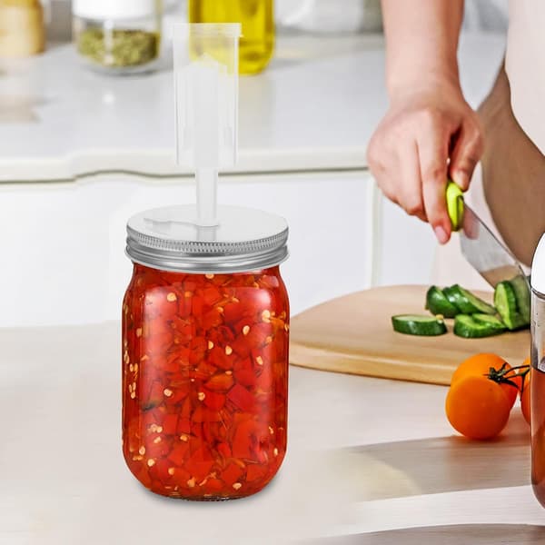 Silver Aluminium Wide Mouth 86mm Fermentation Lid with One-Way Air Lock for Pickling and Fermentation