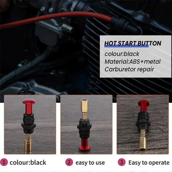 Hot Start-ventilknap til KEIHIN FCR-MX Flat Slide-karburator, sort, ABS+metal
