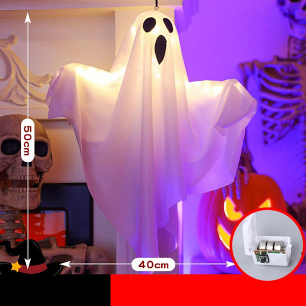 Halloween Ghost Pendant Decorations Lamp - Hvit Halloween Ghost Light med fleksibelt justerbare positurer Innendørs skummel hagefestlys-WQ 3 Pack