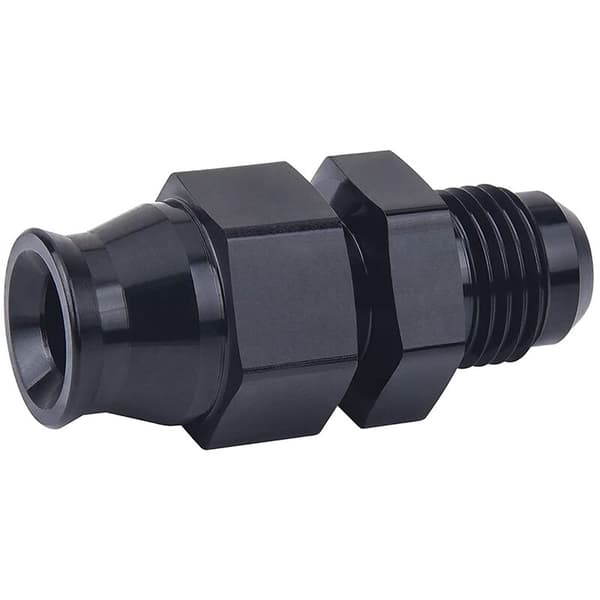 6AN hann til 5/16 tommer drivstoff hard linje rør montering adapter kobling svart anodisert aluminiumlegering rett (5/16)