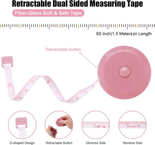 Mätband, infällbart, 60 tum (150 cm) mjukt måttband i tyg