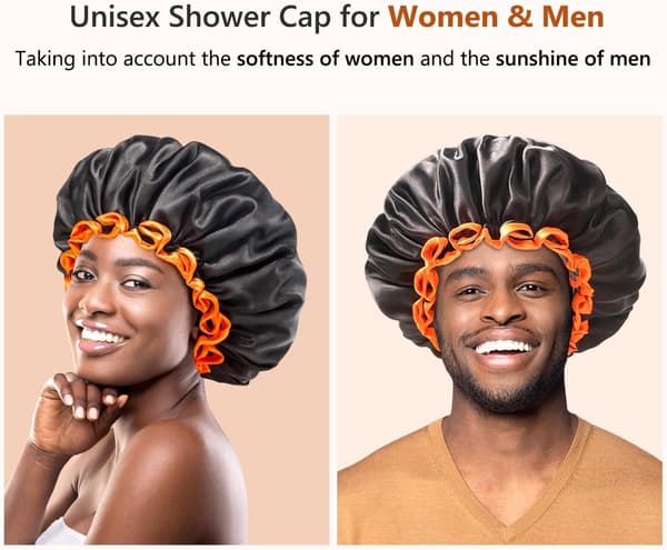 Large black shower cap with long thick braids for men and women