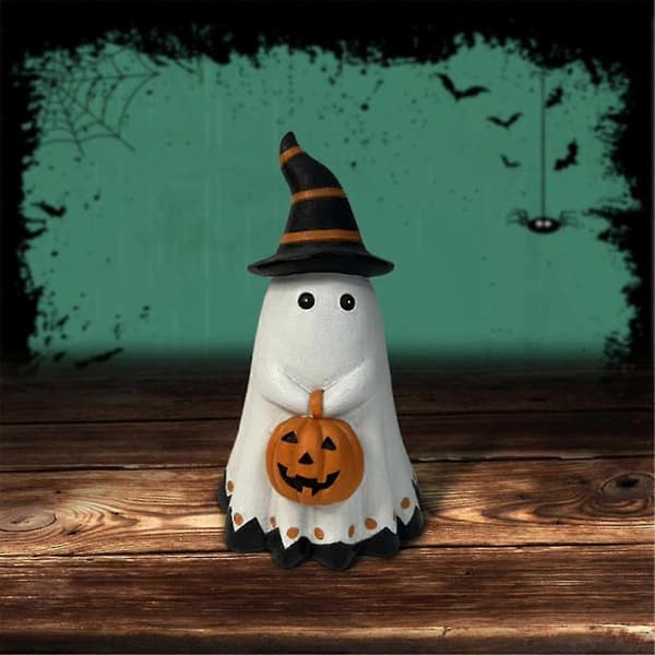 Halloween Spøgelse Græskar Figur Skrivebord Mini Søde Spøgelsespynt Farverigt Spøgelse Holder Græskar