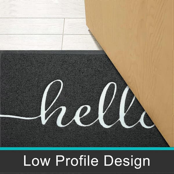 Entremåtte \"Hello\" Dørmåtte PVC Sort 45x75cm