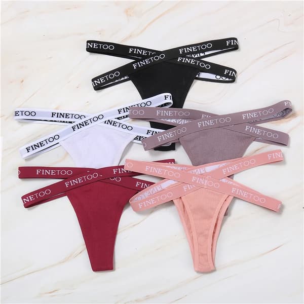 5 STK Dame truser Front Cross Bomullsundertøy Sexy Lav Midje-FX-