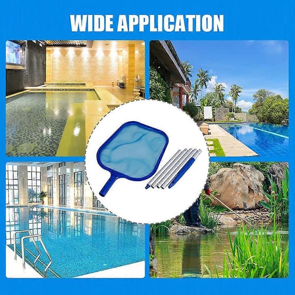 Pool Cleaning Net with 45-inch Pole, Pool Cleaning Net with 5 Detachable Aluminum Pole Sections, Pool Leaf Skimmer, Professional Fine Mesh Cleaning