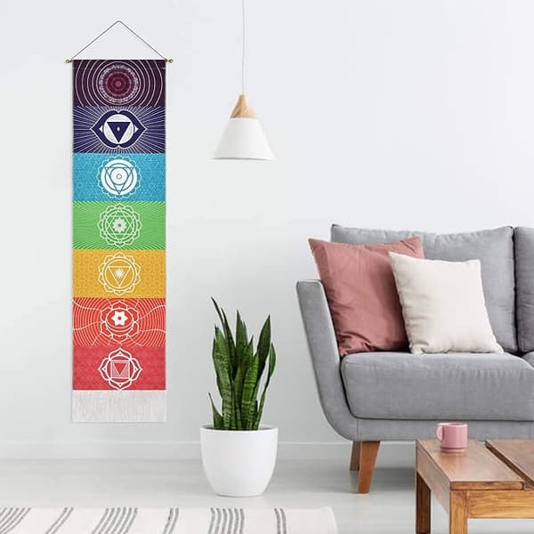 Chakra väggbonad, 7 chakran yogameditation gobeläng, psykedelisk