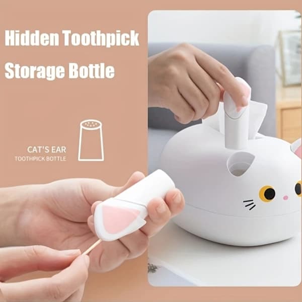 Cute Cat Tissue Box - Cartoon Cat Lid, Black & White Cute Tissue Holder, Home Decor & Multifunctional Container for Storage, Basket & Trash White 白色的 白色的
