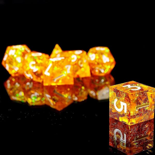 Polyedrisk terningesæt 7 dele skarpe håndlavede terninger med skarpe kanter til RPG brætspil Pathfinder