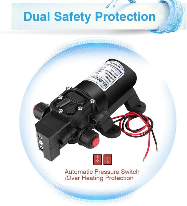 2-delad självsugande vattenpump 12V högtryck 115Psi med gummi