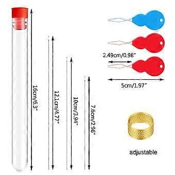 65-piece Beading Needle Set 3 Sizes Straight Beading Needles with Thimble for Bead Embroidery and Jewelry Making