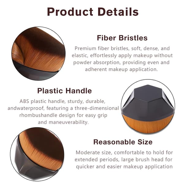 Hexagon Flat Top Kabuki Foundation-pensel med beskyttende etui til flydende foundation & pudder (Sort)