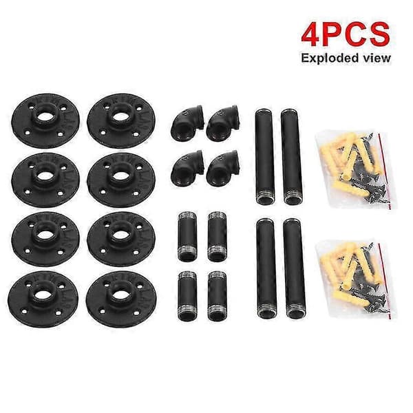 4x Pipe Shelf Brackets Industrial Iron Rustic Wall Floating Shelves Storage Unit_Quality Gifts