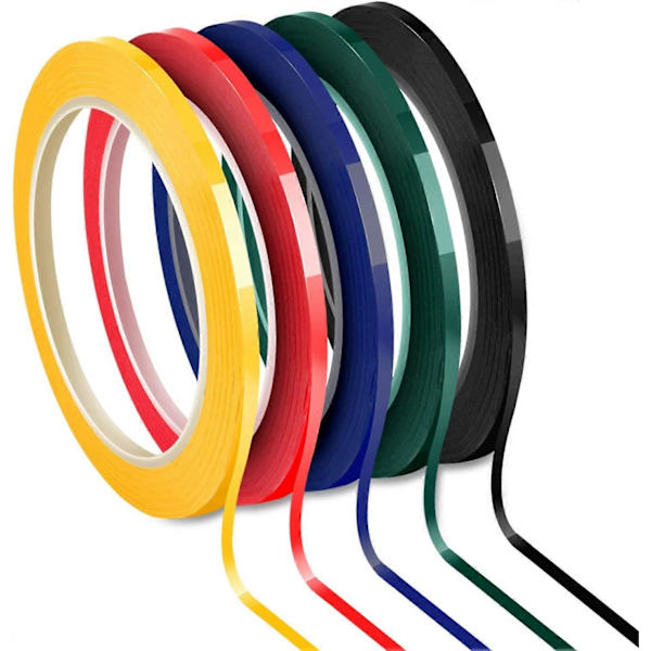 5 Rolls 3mm Chart Graph Self-Adhesive Whiteboard Marking Tape, Assorted 5 Colors, 66m per Roll