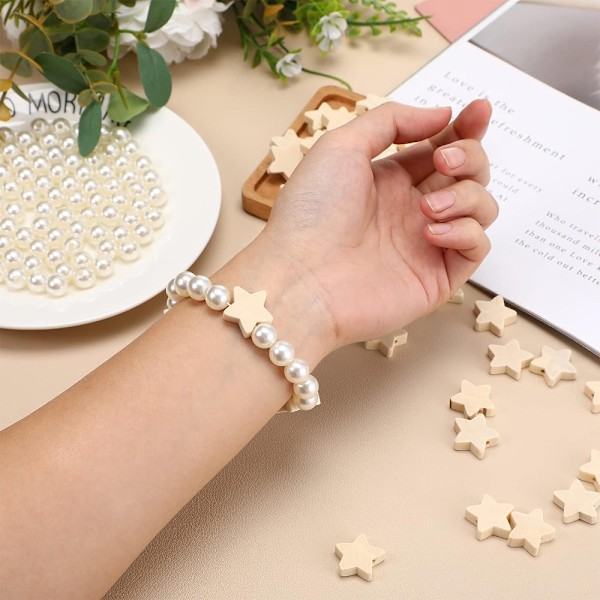 100 stk. nydelige femkantede stjerneperler Stjerneform ubehandlet