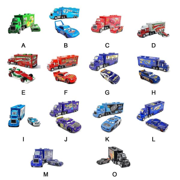 Disney Pixar Fly og Biler Lynet McQueen Mack Hauler Lastbil Bilsæt Legetøjsbiler