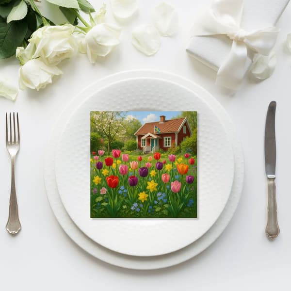 Servietter Tulipan Have 33x33 cm 20-pak multifärg multicolor