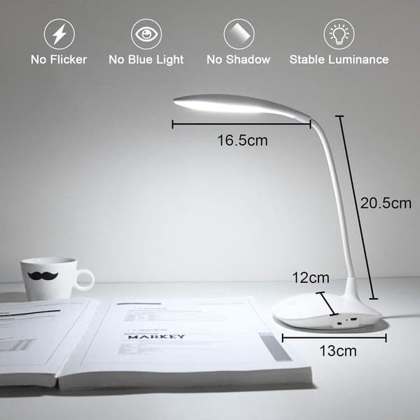 Rechargeable Dimmable Floor Desk Lamp White Light Leisure Reading Night Light for Home
