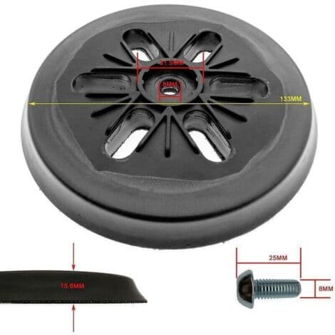 150 mm sanding pad - compatible with Bosch GEX 150 Ac/Turbo sanders - flexible rubber for precise sanding - 6 hook-and-loop holes - PEX 15 AE