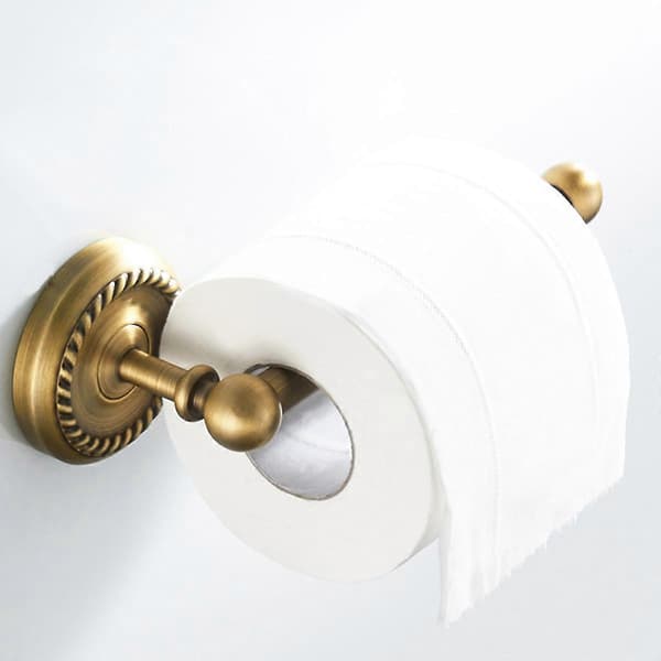 Toiletpapirholder i antik messing, børstet bronze-finish, til tung brug