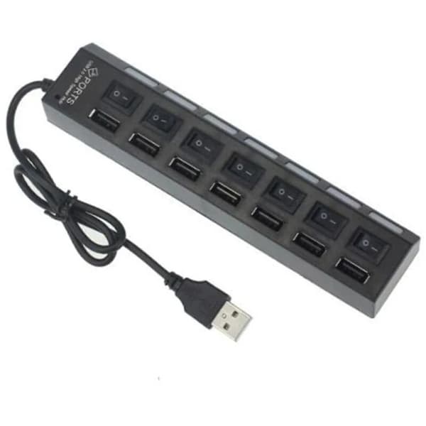 Switch utvidelseshub 7-porters USB2.0 datamaskin hub USB utvidelseshub en til syv USB2.0 splitter PC bærbar stasjonær datamaskin (1 stk)
