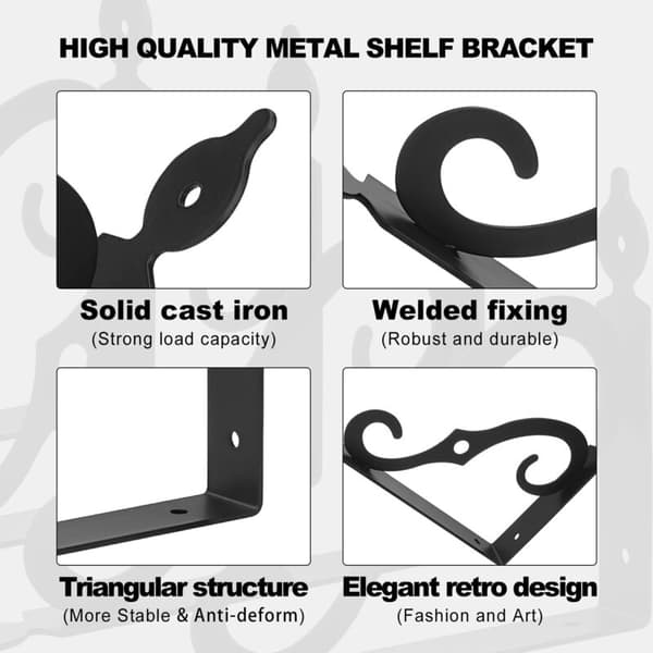 Sett med 4 stålhylleknekter 90° triangulær, 140 x 110 mm, veggmontering, med skruer