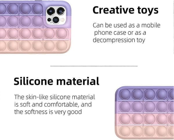 Fidget Legetøjscover til iPhone 12 Pro Max, Silikone Beskyttende Telefoncover til Stresslindring og Angstmodstand, Overraskelsesgave til Venner